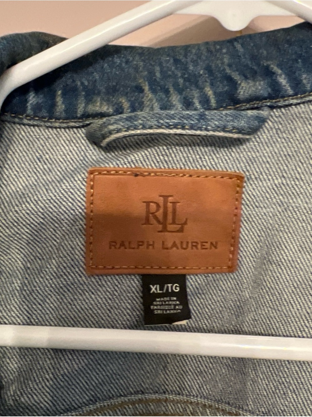 Lauren Ralph Lauren Denim Jean Jacket Women’s XL Logo Patchwork Distressed Blue - Picture 4 of 10